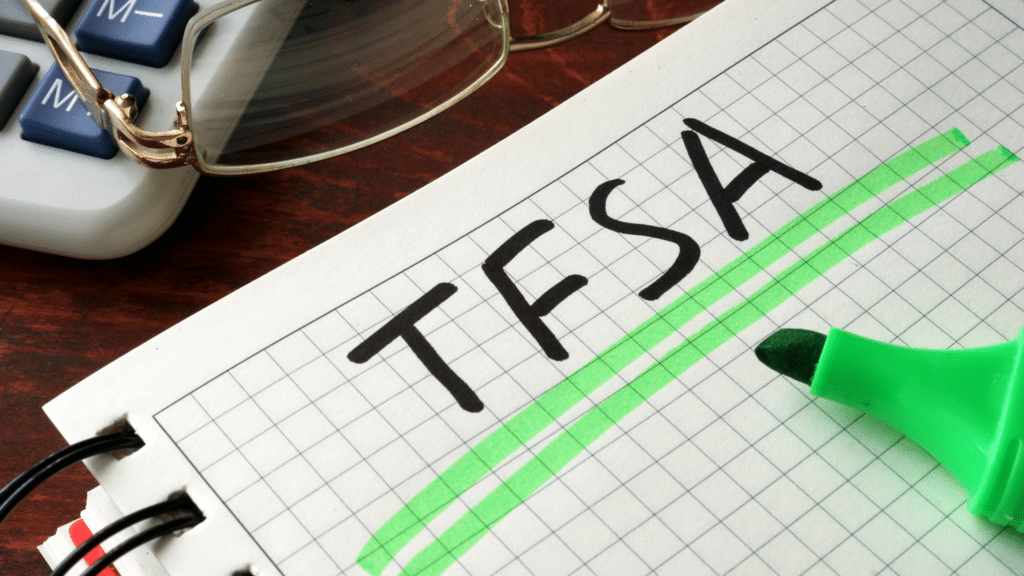 An image of a notepad with the term TFSA underlined in green highlighter